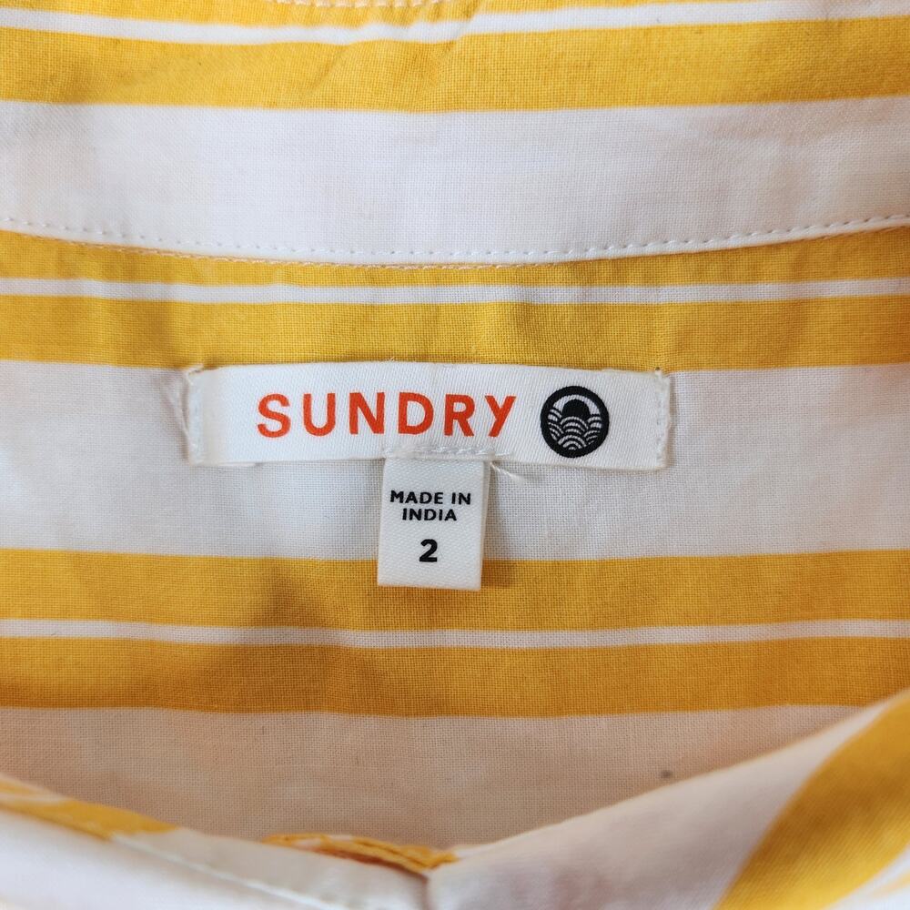 Sundry Button Down Shirt Women's Medium (2) Mango Summer Stripe - Picture 3 of 13